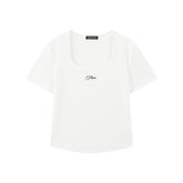 Women's Cropped Cotton-Blend Printed T-Shirt